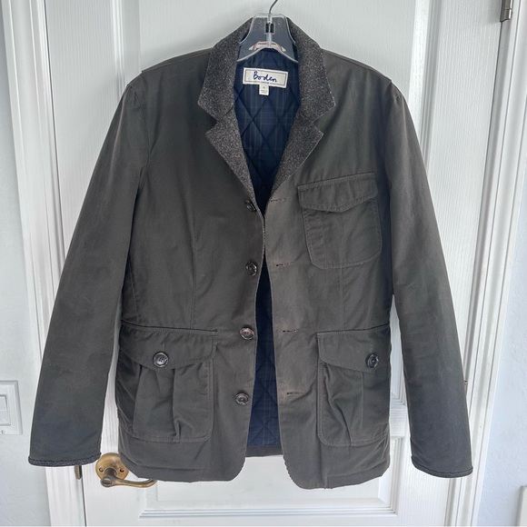 Boden Dark Olive Jacket with Gray Collar - Picture 1 of 14